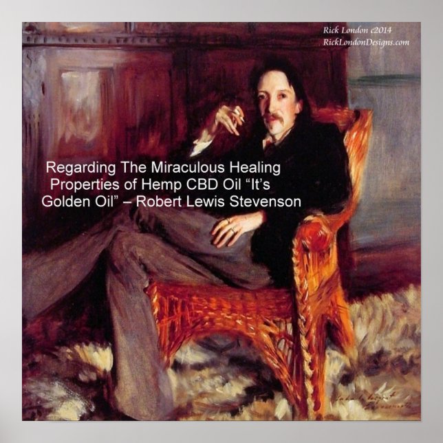Póster Óleo de CBD Robert Louis Stevenson É Ouro (Frente)