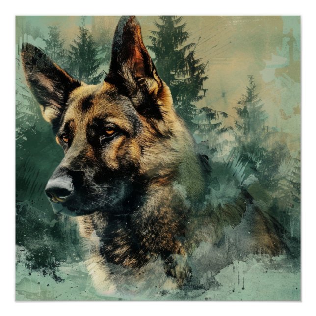 Póster Óleo german shepherd (Frente)