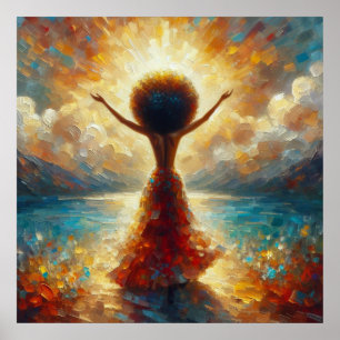 Poster Óleo Pintura Afro Louvor Deusa Beleza Divina