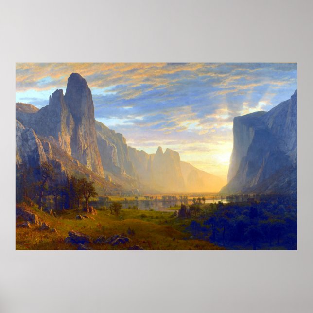 Poster Olhando para baixo Yosemite Valley Albert Bierstad (Frente)