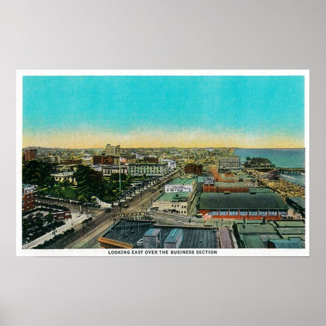 Póster Olhando para o leste sobre a seção de negócios, Lo (Frente)