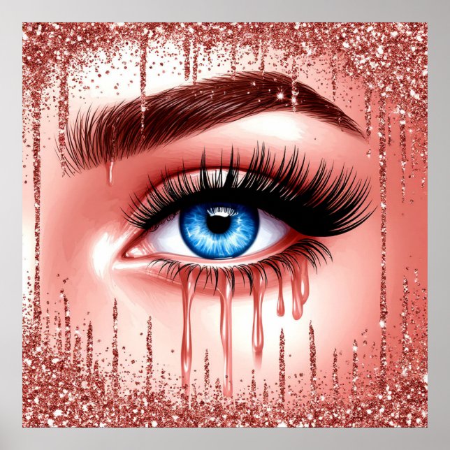 Poster 💋 Olhar Azul Dramático Decoração Glam Para Amante (Frente)