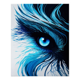 Póster Olhar Azul Místico: A Arte que Hipnotiza