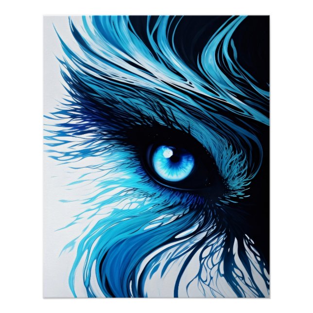 Póster Olhar Azul Místico: A Arte que Hipnotiza (Frente)