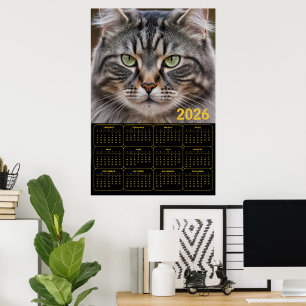 Poster Olhar Bigodudo: Calendário Tabby 2026