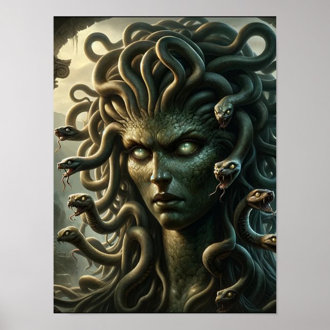Poster Olhar de Medusa Cabeça da Morte de Cobras (Frente)