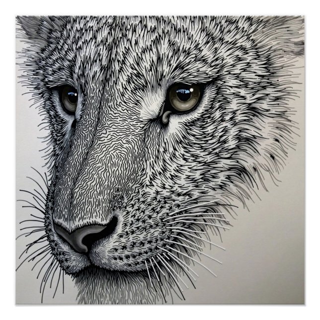 Póster Olhar Detalhado de Lobo (Frente)