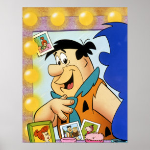 Póster Olhar do Flintstone de Fred no espelho