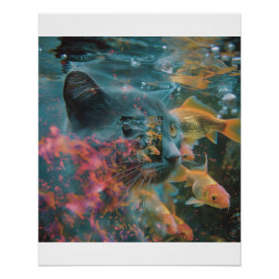 Póster Olhar do Peixe Dourado Debaixo d'Água pelo Olho de