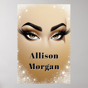 Poster Olhar Dourado Glam Maquiagem Cílios Longos ✨