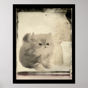 Poster Olhar para a Vintage de Kitten Persa