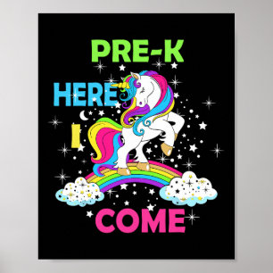 Poster Olhe aqui, Pré-k, Eu Vim A Menina Unicórnio.