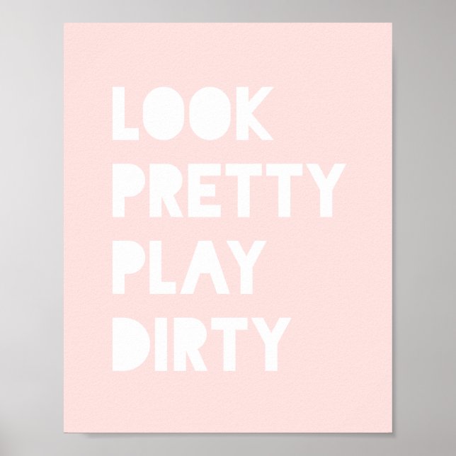 Póster Olhe Bonito Slogan Engraçado Rosa (Frente)