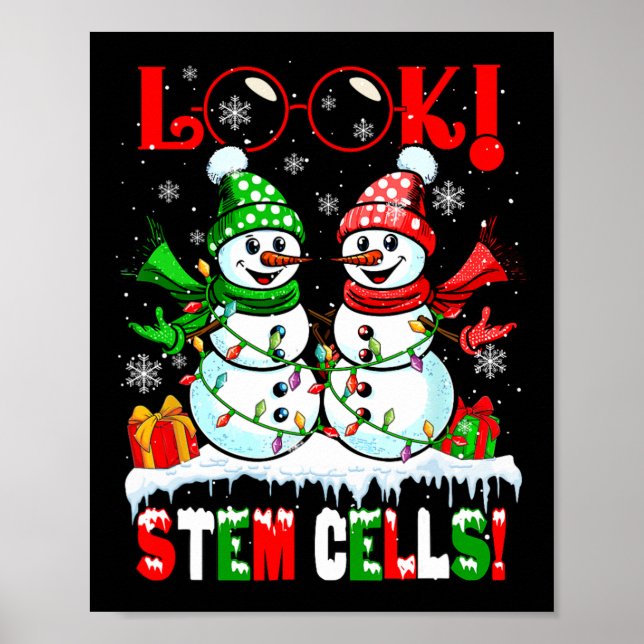 Poster Olhe! Células-Tronco Natal Casal de Bonecos de Nev (Frente)