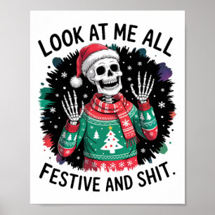 Poster Olhe Para Mim Todo Festivo E - Esqueleto Engraçado