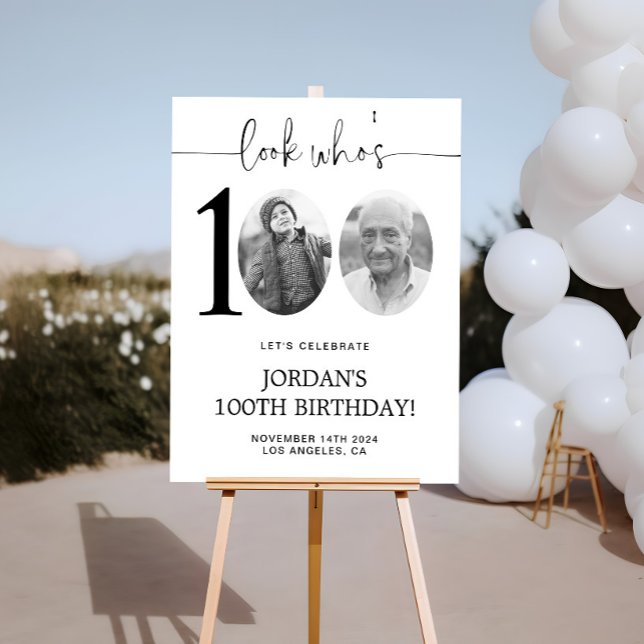 Póster Olhe Quem Está Com 100 | Foto Bem-Vindo ao 100º An (Criador carregado)