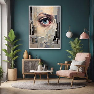 Póster Olho abstrato - Arte Geométrica Surreal