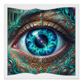 Póster Olho Azul Elétrico Grande em Cena de Fantasia