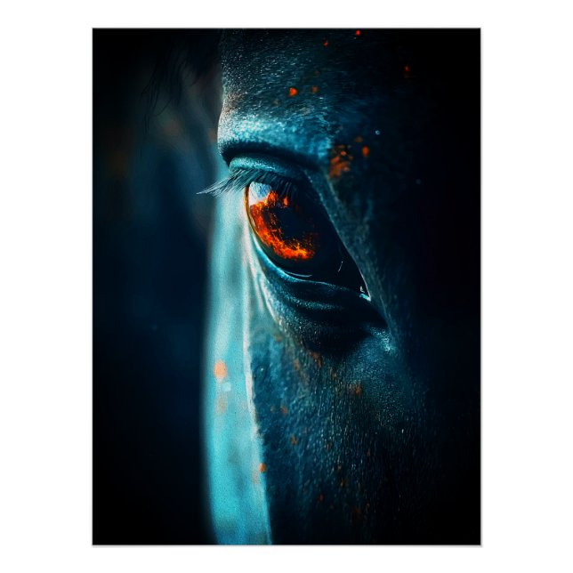 Póster Olho de Cavalo Majestoso – Reflexo Dramático de Cl (Frente)