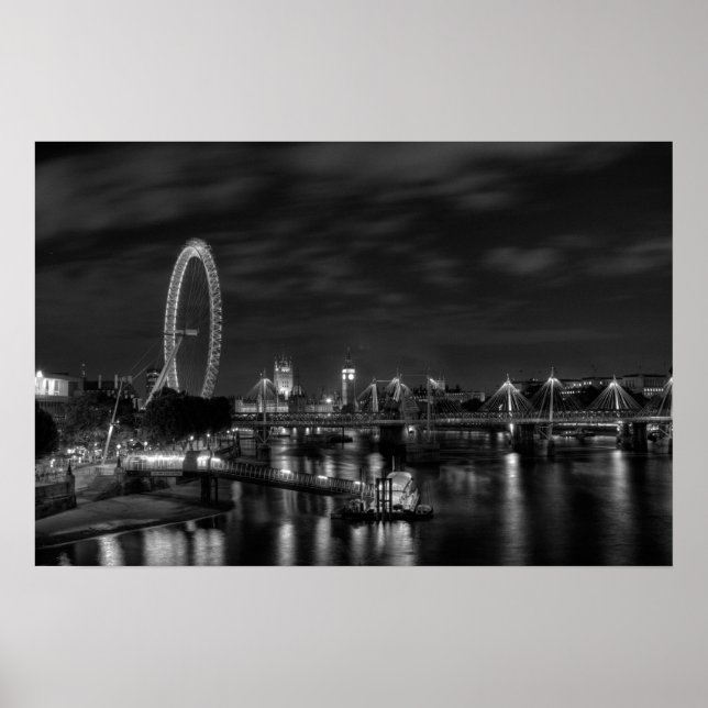 Póster Olho de Londres em preto e branco (Frente)