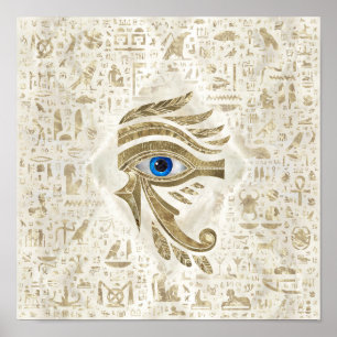 Poster Olho Egípcio de Horus - Dourado e pérola
