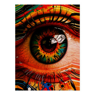 Póster Olho Explosão de Cor – Realismo Abstrato Vibrante