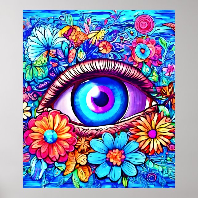Poster Olho Floral Hipnótico (Frente)