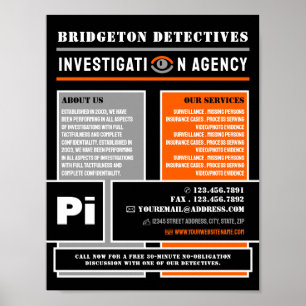 Poster Olho Privado Negrito, Detetive Detetive Investigad