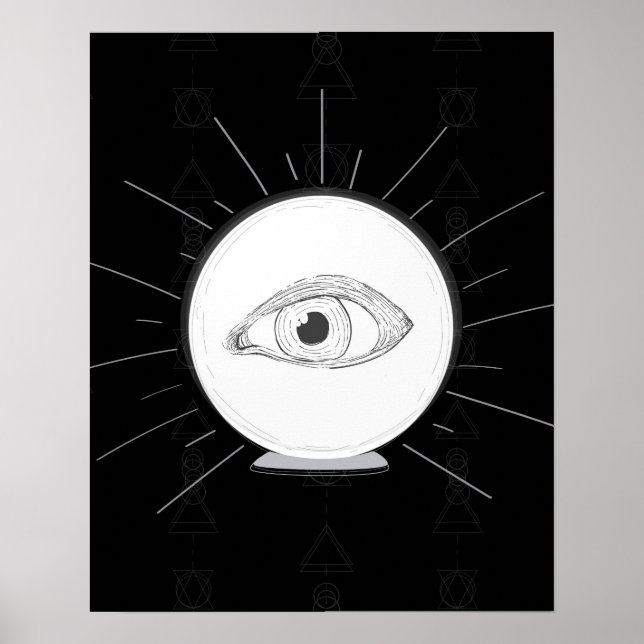 Poster Olho Vidente de Vidente Esotérico Bola de Cristal (Frente)