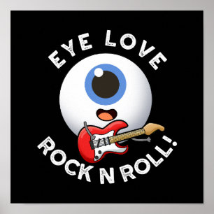 Poster Olhos Adoram Rock E Roll Engraçado Olho Escuro BG