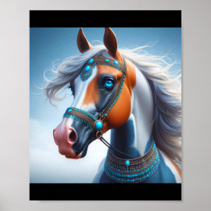 Poster Olhos Azuis do Cavalo de Pintura Árabe