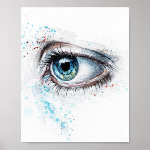 Poster Olhos Azuis em Choro (tristeza, simpatia e depress