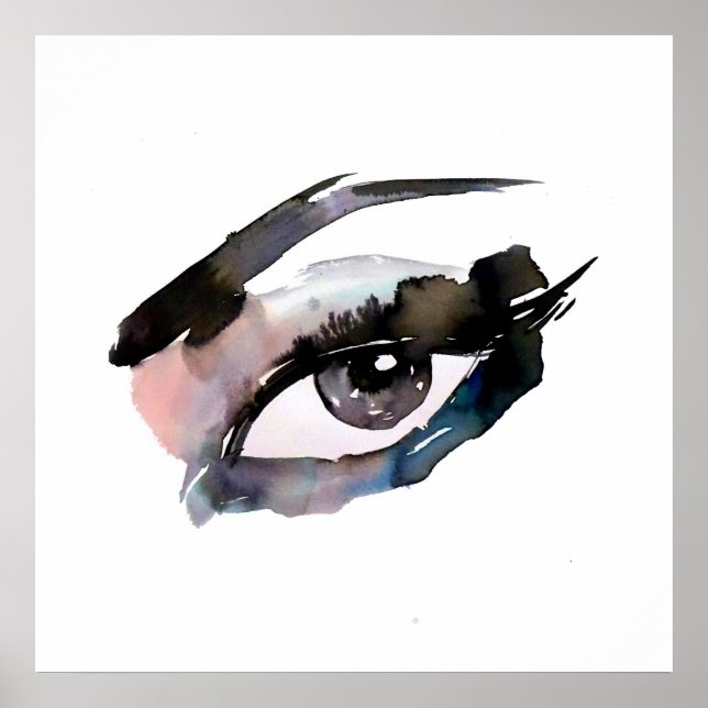 Póster Olhos de aquarela roxos lasca maquiagem (Frente)