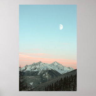 POSTER OLHOS DE AVE DE MONTANHA PICO SOB CÉU AZUL