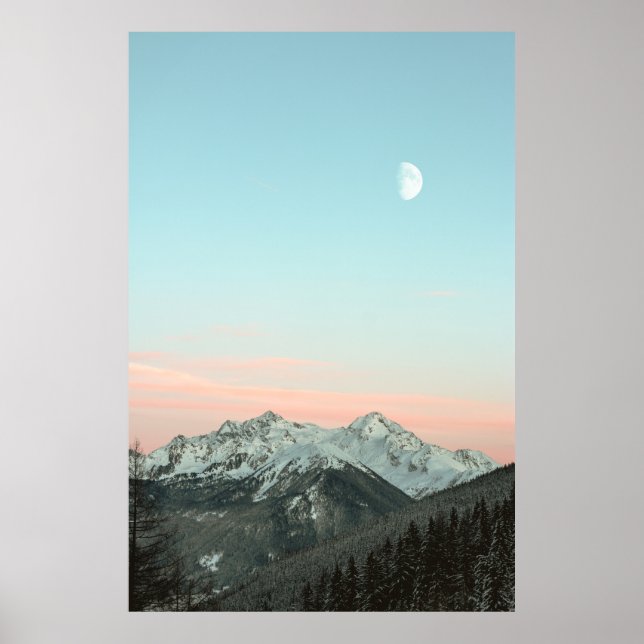 POSTER OLHOS DE AVE DE MONTANHA PICO SOB CÉU AZUL (Frente)