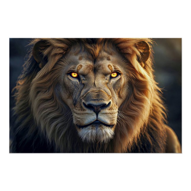 Póster Olhos de Fogo do Rei da Selva (Frente)