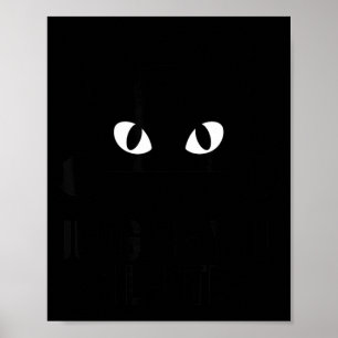 Poster Olhos de gato fofo preto minimalista engraçado jul