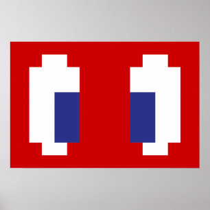 Poster Olhos De Manga De Pixel De 8 Bits