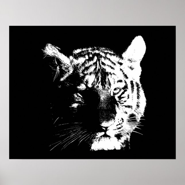 Poster Olhos de Tigre Motivadores Pretos e Brancos (Frente)