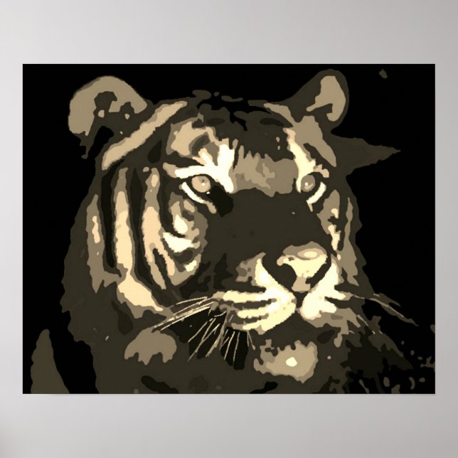 Poster Olhos de Tigre Motivados Sépia (Frente)