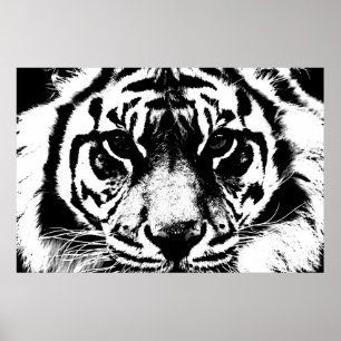 Poster Olhos de Tigre Preto e Branco