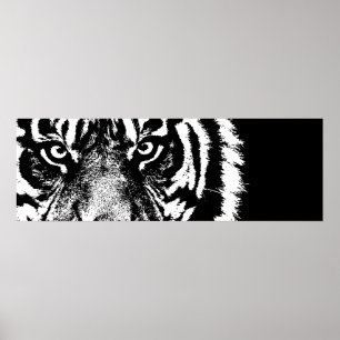 Poster Olhos do Tigre de Sumatra Preto e Branco