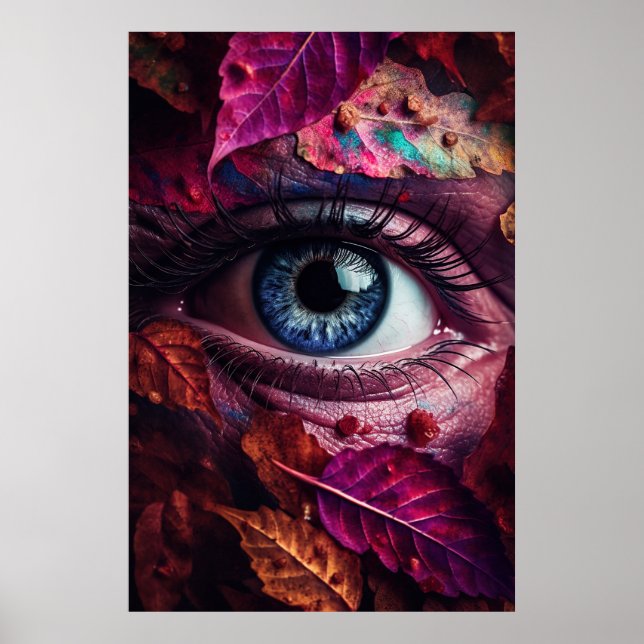 Poster Olhos Estimulados Com Cores Vibrantes De Folhas De (Frente)