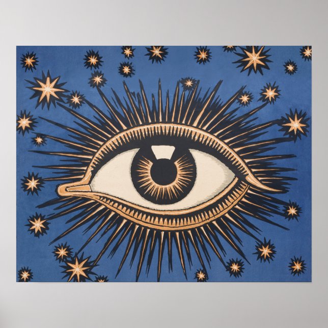 Póster Olhos Estrelas Lua Celestial Nouveau (Frente)