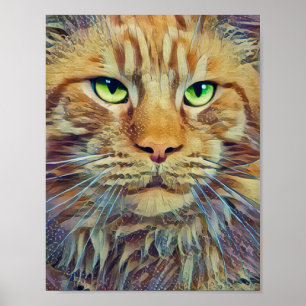 Poster Olhos Gato-Verdes do gato malhado alaranjado