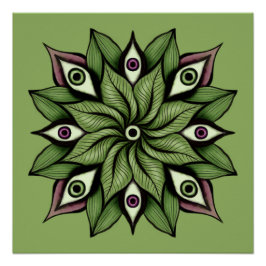 Póster Olhos Psicodélicos Mandala - Padrão Floral Trippy