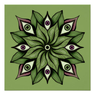 Póster Olhos Psicodélicos Mandala - Padrão Floral Trippy