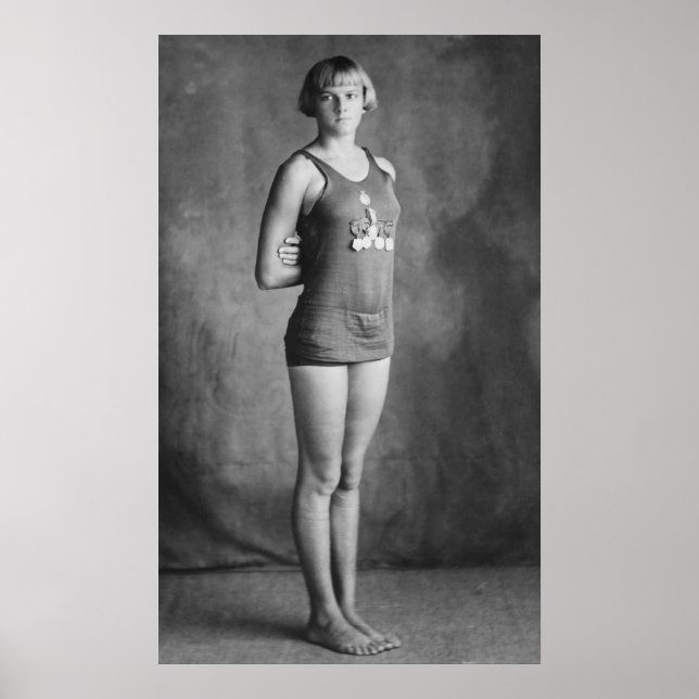 Póster Olimpiadas Champion Swimmer, 1920 (Frente)