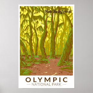 Poster Olimpiadas National Park Hoh RainForest Viagem Art