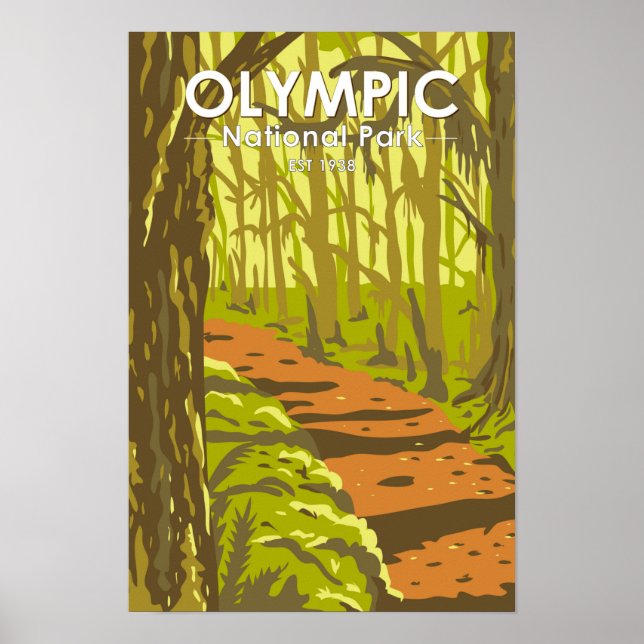 Poster Olimpiadas National Park Hoh RainForest Washington (Frente)